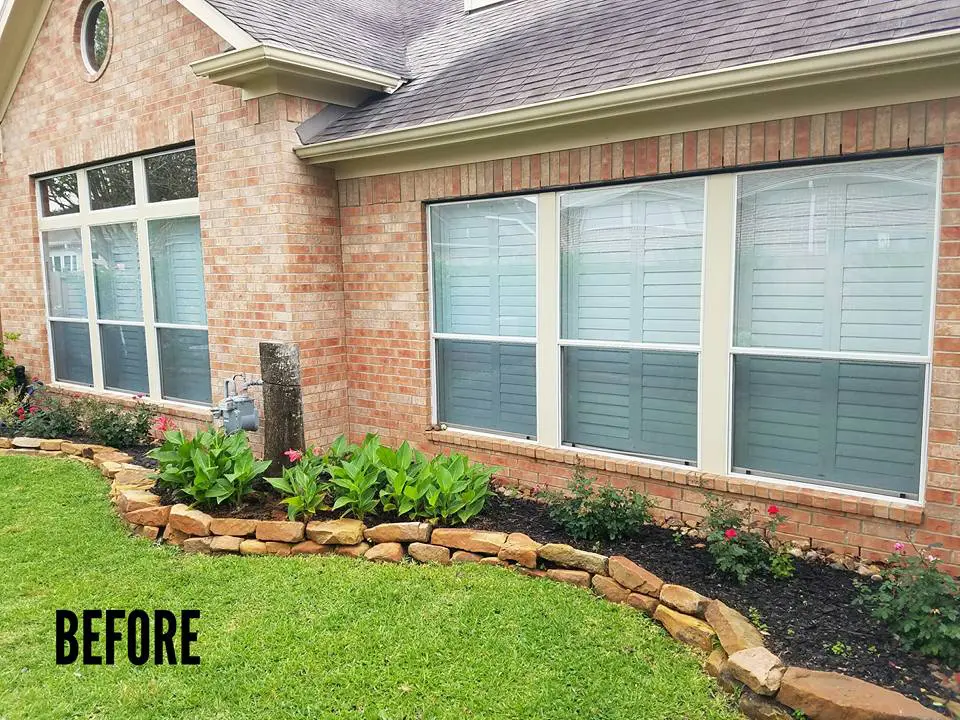 Brick house with garden bed